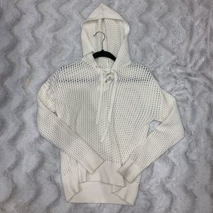 White GAP sweater w/ hoodie size medium